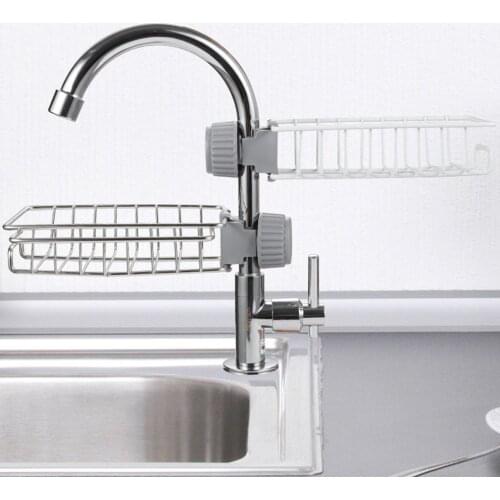 Kitchen Stainless Steel Faucet Rack Sink Storage Shelf Sponge Dishcloth Finishing Rack Drain Rack Pool Rag Drain Dry Rack