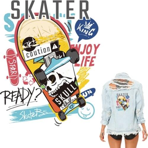 Street Pattern Transfer Iron-On Hoodies Tops A-Level Washable Vinyl Thermal Press Diy Stickers Heat Print By Household Irons