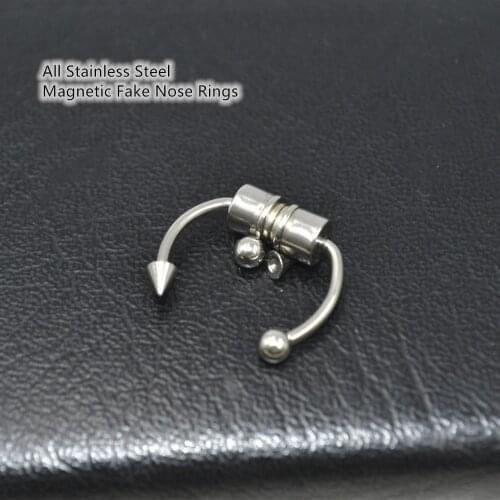 50pcs Body Jewelry - All Surgical Steel Magic Magnet Fake Nose Clicker Septum Ring Non Piercing Fake Nose Ring Hot