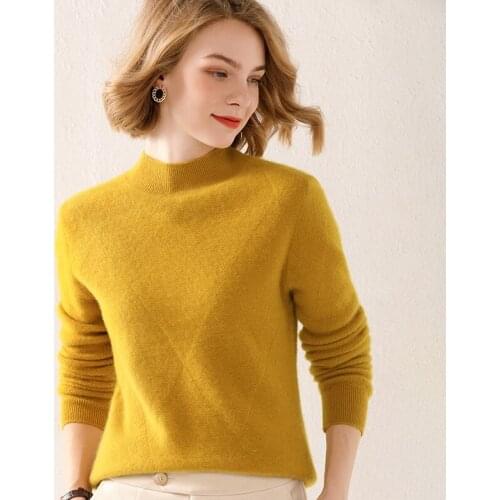 Womens pullover 2021 fall/winter 100% wool sweater casual solid color turtleneck cashmere sweater plus size ladies top hot