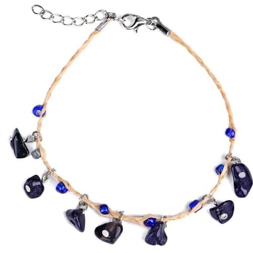 ZV New Style Fashion Bohemia Gravel Anklet For Women Girls Leg Bracelet Adjustable Link Jewelry Beaded Foot Rope Gift Wholesale