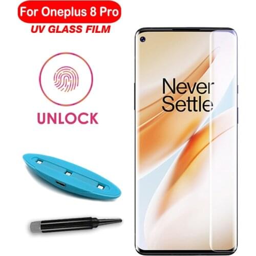 1/2 PCS UV Glue Tempered Glass For Oneplus 8 7T 7 Pro UV Full Liquid Glue Screen Protector For Oneplus 8 7 7T Pro UV Glue Glass