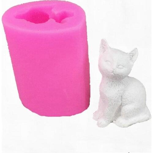1PCS 3D Cute Cat Silicone Candle Soap Animal Mold Chocolate Clay Crafts Molds Cake Mold Candle Making Tools for Decorating Art