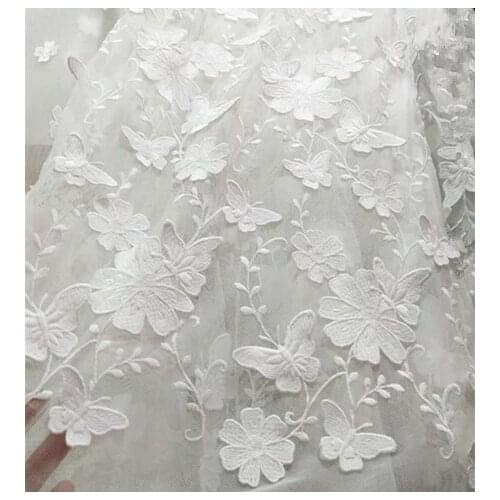 10 yards new design lace fabric by the yard,3D floral and butterfly embroidered lace fabric