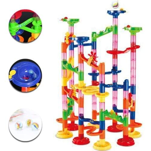 105Pcs/Set Race Game Run Plastic Maze Balls Track House Building Block Toys New