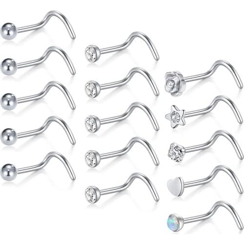 20G Nose Rings Surgical Steel Nose Crew Studs Body Jewelry Nose Piercing