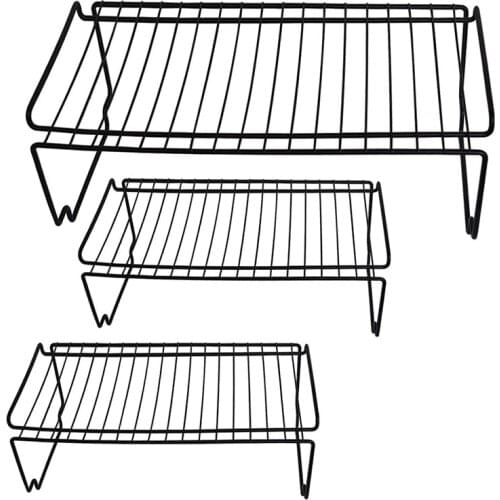 3Pack Stackable Kitchen Cabinet Shelf Rack, Counter Pantry Storage Shelves, Medium Wire Organizer Racks and Shelving