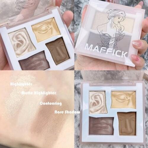 4 in 1 Face Contouring Highlighter Blush Palette Diamond Highlighter Makeup Face Body Brighten Glitter Natural Contour Makeup