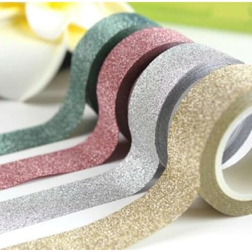 5M DIY Self-adhesive Glitter Washi Paper Tape Sticker Wedding Birthday Festival Decoration Home Decor
