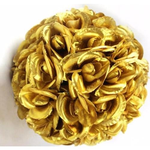 5pcs/Lot 20cm Gold Rose Kissing Ball Artificial Silk Flower For Wedding Party Holiday Venue Decoration