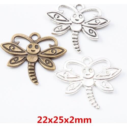 50 pieces of retro metal zinc alloy dragonfly pendant for DIY handmade jewelry necklace making 7346
