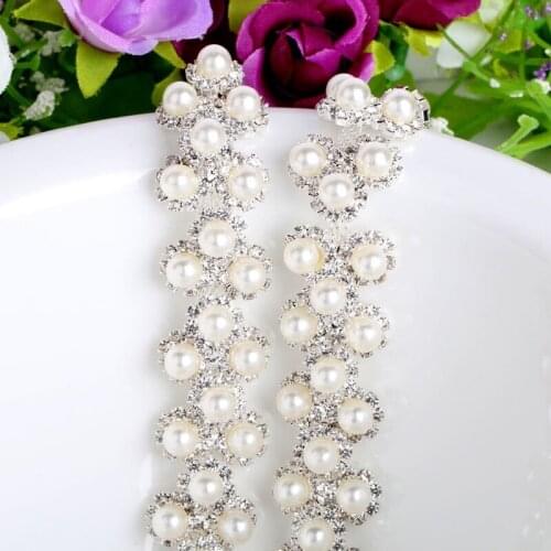 Crystal Rhinestones Chain Silver Base Tirm DIY Wedding Dress Accessories Rhinestone Applique Chain