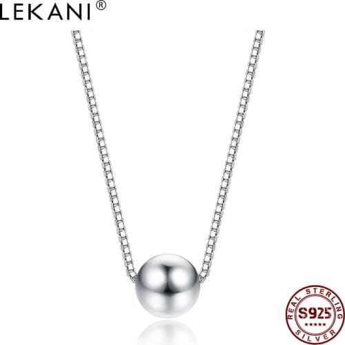 LEKANI 925 Sterling Silver Trendy Tiny Simple Round Bead Pendant Necklace For Women & Girls Anniversary Necklaces Jewelry Gift