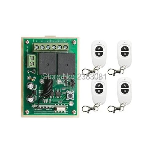 DC12V 1CH RF Wireless Mini Switch Relay Receiver Remote Controllers & 4* White AB keys Waterproof Transmitter Toggle Momentary