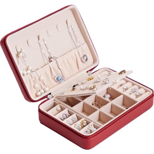 Quality Luxury Pu leather Packing Case Wedding Ring Bracelet Earrings Organizer Holder Women Jewelry Box For Girls Travel Gift