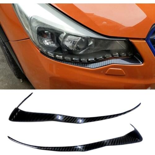 Car Carbon Fiber ABS Head Front Light Cover Trim Eyebrow for Subaru XV 2012-2016