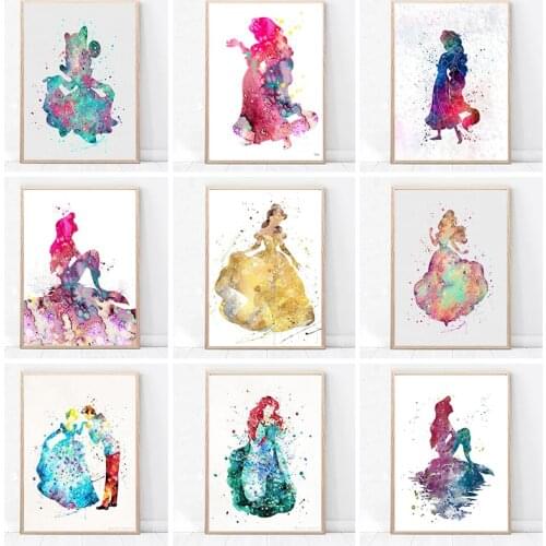 Disney Canvas Painting Cartoon Princess Little Mermaid Hua mu LAN Posters and Prints Nursery Wall Art For Living Room Home Decor