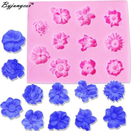 M146 Small Flower Sunflower Rose Epoxy UV Resin Silicone Mold Fondant Gumpaste Cutter Mould Cake Sugarcraft Decorating Mold