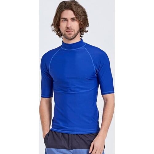 Mens Rash Guard Compression Shirt for Men, Base Layer & Swim Shirt Swimwear Rashguard Athletic Tops UPF 50+ Sun Protect Blue