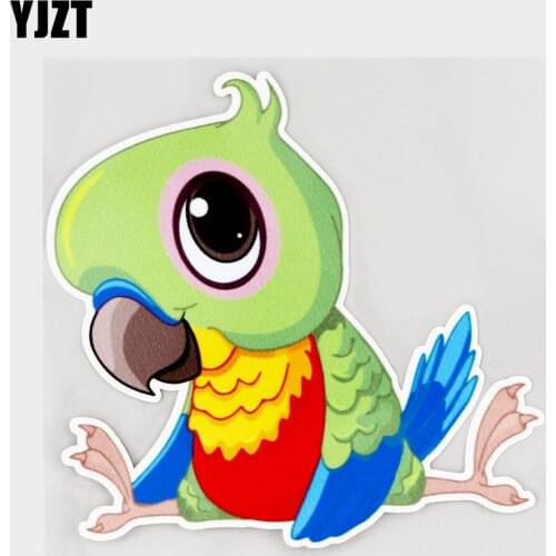 YJZT 13.6CM×12.9CM Decal Lovely Parrot Baby Decoration PVC Car Sticker 11C-0006
