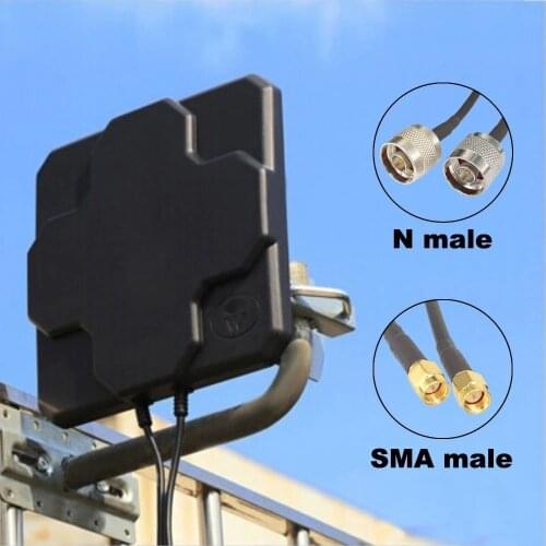 Outdoor 4G LTE MIMO Antenna 2*22dBi Dual Polarization Panel Directional External Antenne N Male/N Female/SMA Male 30cm Cable
