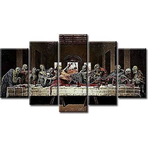 5 Pieces Devil‘s’ Last Supper Wall Art Decor - Day of the Dead Halloween Theme Canvas Prints Pictures Artwork Decorations
