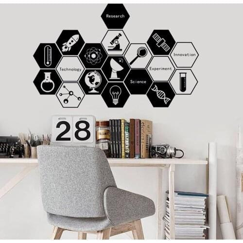 Science Wall Stickers For Scholl Classroom Lab Decor Innovation Vinyl Wall Decals Home Decoration Living Room Kids Bedroom Y580