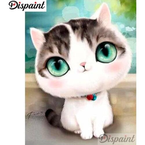 Dispaint Full Square/Round Drill 5D DIY Diamond Painting "Cartoon cat scenery" Embroidery Cross Stitch 5D Home Decor A10572