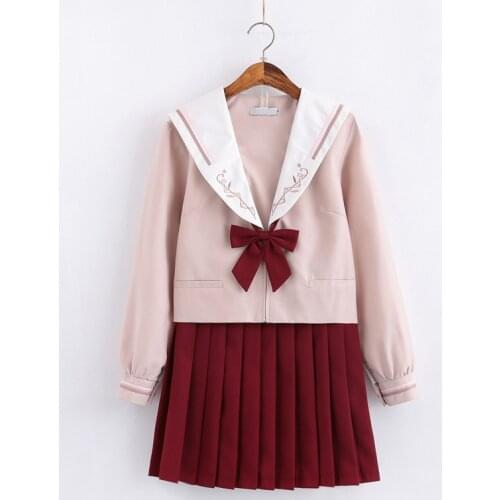 2021 New Long-sleeved JK Uniforms Japanese Sailor Suit School Uniform Cosplay Student Jk Academy Clothing Skirt Pleated Skirt