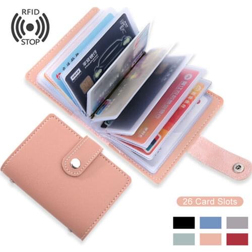 2021 Anti-theft ID Credit Card Holder Fashion Womens 26 Cards Slim PU Leather Pocket Case Purse Wallet for Women Men Female
