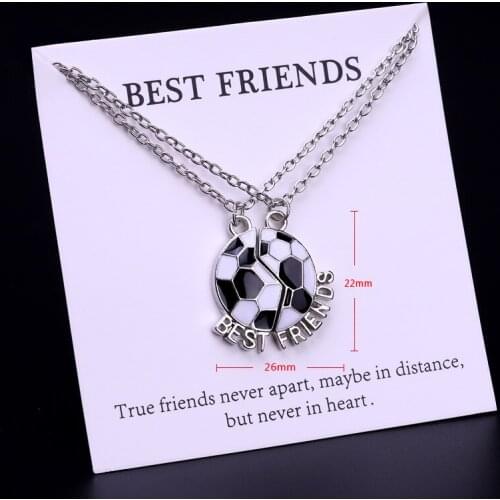 Soccer Best Friends Heart Chain Necklaces Women Men Unisex Girls Jewelry Party Friendship Gift Drop Shipping