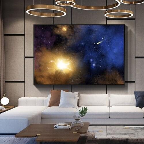 Earth Poster Home Decor Wall Art Galaxy Planet Canvas Painting Picture Printed Modern Decoration Space Stars for Living Room