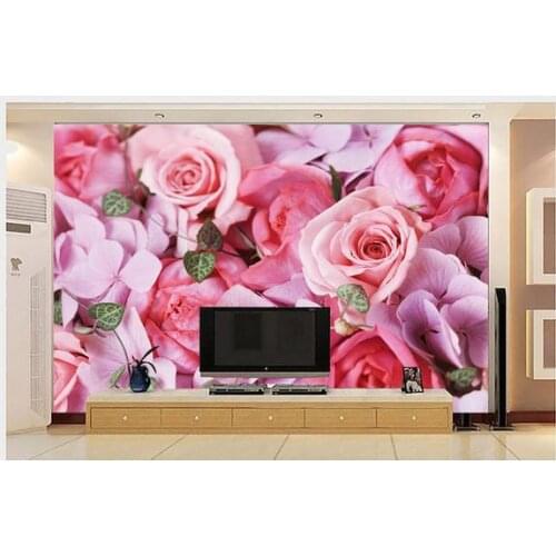 Custom photo wallpaper 3d murals wallpaper Pink roses Flower background wall mural TV setting wall papers home decoration