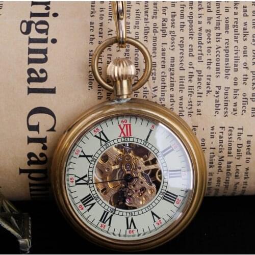 Luxury Steampunk Cool Mechanical Pocket Watch Clock Unique Hand Winding Women Men Pendant Fob Chain PJX049
