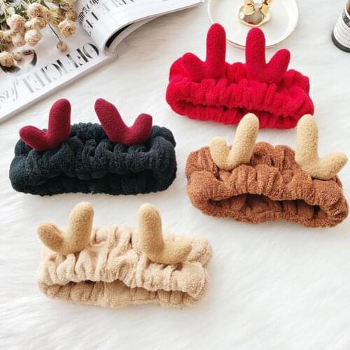 Christmas antlers sell Cute Antler Headband Women Soft Face Washing Makeup Elastic Hair Band Headwear Hair styling accessories