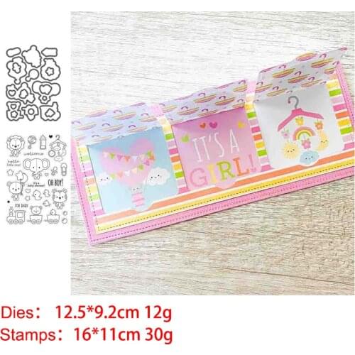 Lion and Elephant Clear Stamps and Metal Cutting Dies DIY Scrapbooking Photo Album Crafts Seal Punch Stencils Stamp and Die Sets