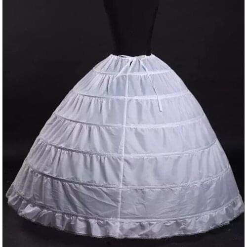 High Quality White 6 Hoops Petticoat Crinoline Slip Underskirt For Wedding Dress Bridal Prom Quinceanera Gowns