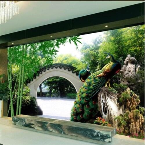 Wellyu papel de parede para quarto Custom wallpaper Fresh garden 3D TV backdrop Peacock wallpaper for walls 3 d papel parede