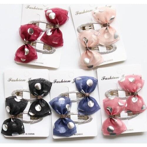 40pcs/lot Princess BB Clips For Girls Transparent Yarn Hair Polka Dot Bows Hairpins Handmade Cute Kid Barrettes Hair Accessories