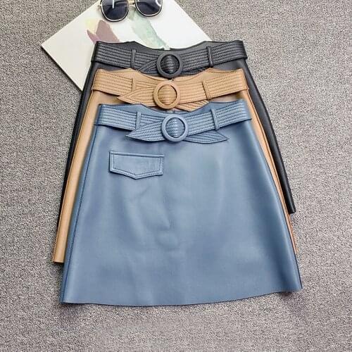 Spring Autumn 2021 Fashion womens Belt Genuine leather Skirts B809