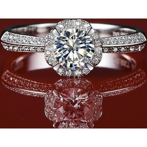 925 Sterling Silver Flower-shaped Diamond Ring for Woman Luxury Exquisite and Elegant Rose Gold Wedding Engagement Gift Jewelry