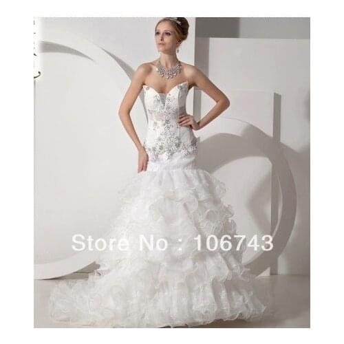 Free shipping 2014 new fashion bride design vestido Formal crystal Elegant ball gown detachable lace wedding Dresses bridal gown
