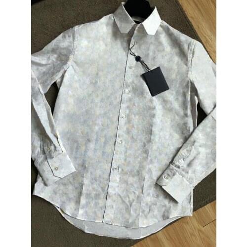 111330 Runway fashion design men cotton long sleeve print blouse