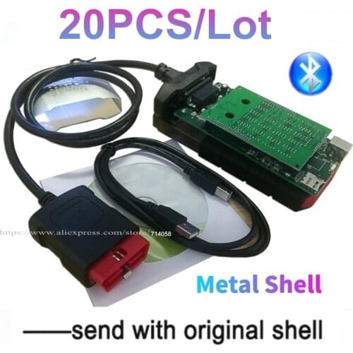 20pcs/lot DHL Best Diagnostic Tool V8.0 PCB Board with bluetooth 2017.R3 with keygen VD DS150E CDP OBD2 Scanner tool with CASE