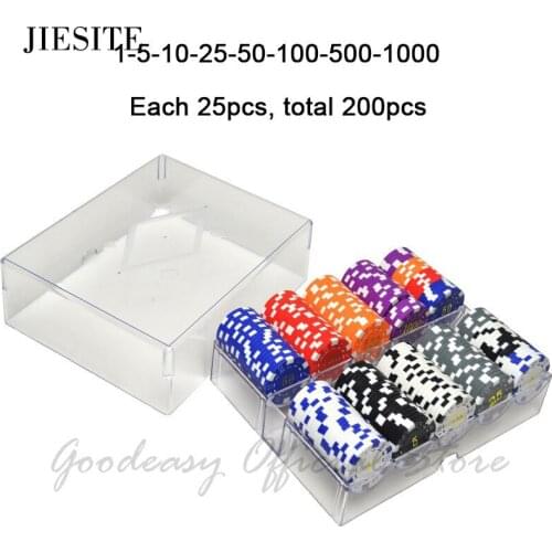 200pcs Texas ABS Poker chip Gold Poker Chips Sets+Dealer Buttons+Playing Cards+Dices+Flannelette Bag Casino Hot Metal Coins Set