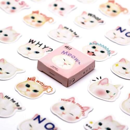 40 PCS Expression Cats Sticker Animal Cute Decals Stickers Gifts for Children to Laptop Suitcase Guitar Fridge Bicycle Car