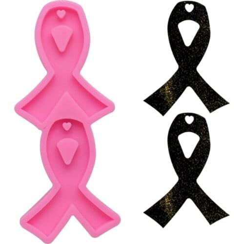 DIY Shiny Cancer Ribbon Silicone Mold Silicone Key Ring Bow Epoxy Mold Jewelry Making Silicone Ribbon Mold for Keychain M2747