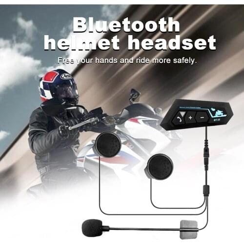 Bluetooth 5.0 Helmet Headphone Bluetooth Wireless Motorcycle Headset Intercom Bike Motor Earphone Noise Reduction Microphone
