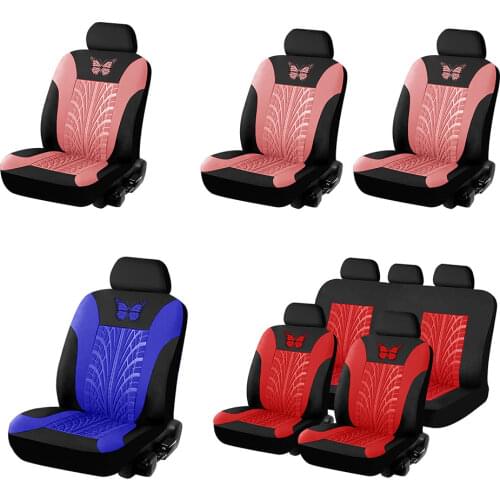 Universal Car Seat Cover Set Butterfly Tire Track Pattern Non Slip Waterproof PU Leather Front Bucket Seat Cover Protector