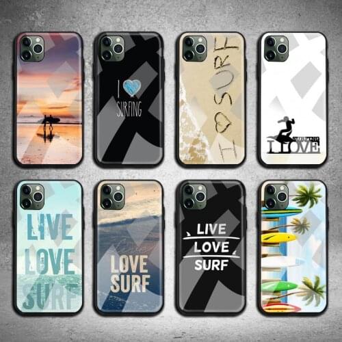 I love surfing Phone Case Tempered Glass For iPhone 12 11 Pro Max Mini XR XS MAX 8 X 7 6S 6 Plus SE 2020 cover